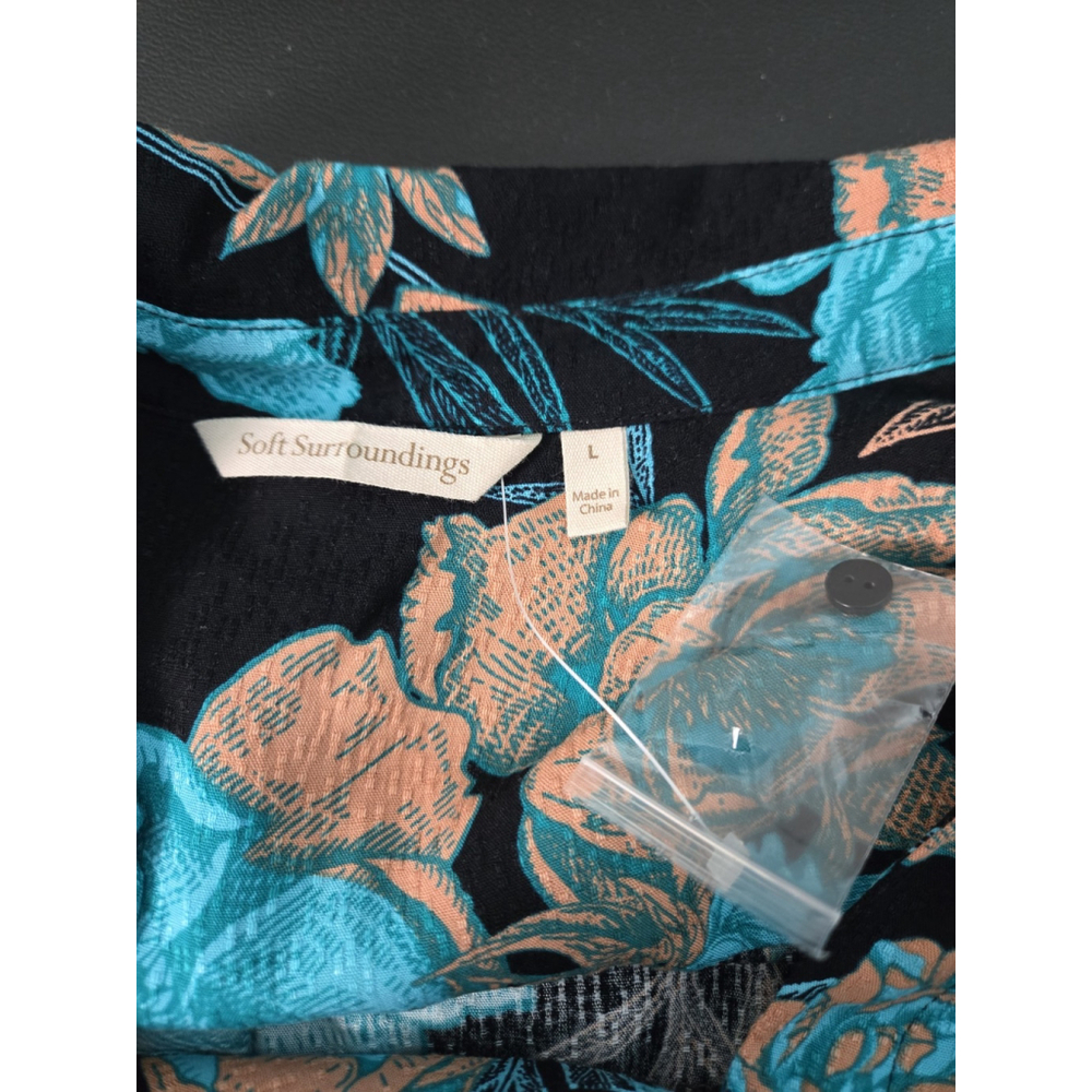 Soft Surroundings Womens Rosalinda Maxi Dress Large Blue Floral Resort Vacation - Picture 4 of 7
